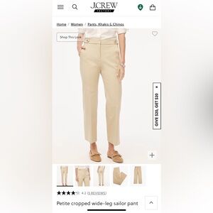 NWT J. Crew Factory Petite cropped wide-leg sailor pant size 4P in navy.